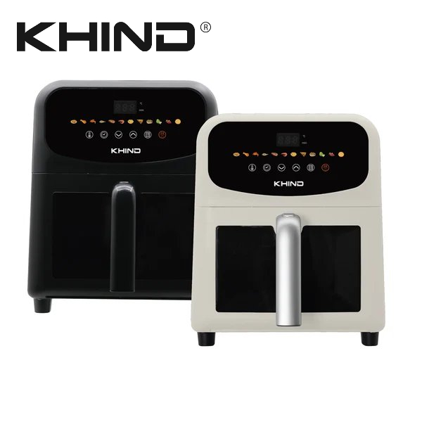 KHIND 5.8L Metal Air Fryer with Ceramic Coating Basket ARF58D Black