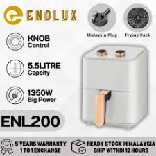 Enolux ENL200 5.5L Digital Air Fryer – 1350W Oil-Free Cooker with 360° Hot Air Circulation & 9 Preset Menus