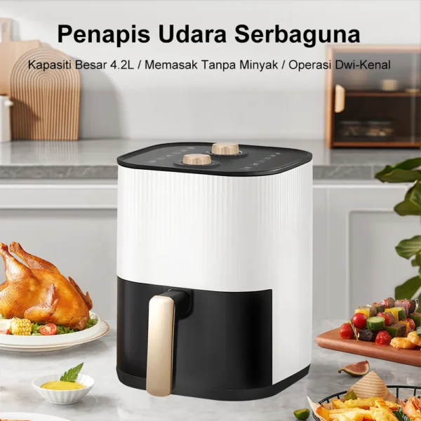 SIMMO 4.2L Dual-Knob Air Fryer – Healthy Oil-Free Cooking with 12 Preset Functions